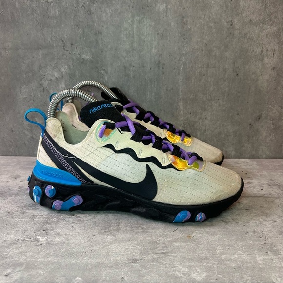 Nike React Element 55 Sneakers CT1612-001 Womens sz 6.5 - black/white - Picture 1 of 6